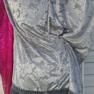 Floral velvet silver kimono poncho NWT